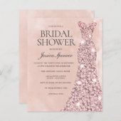 Papier Robe Rose Blush Gold Fête des mariées Invitation b (Devant / Derrière)