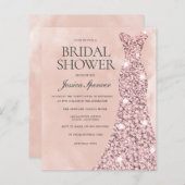 Papier Robe Rose dorée Blush Fête des mariées budgétaire (Devant / Derrière)