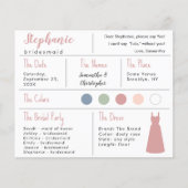 Papier Robe Rose Dusty couleur Bridesmaid Information Car (Devant)