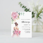 Papier Robe rose rose floral Sweet 16 invitation budgétai (Debout devant)