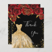 Papier Robe rouge rouge noir robe florale anniversaire me (Devant / Derrière)