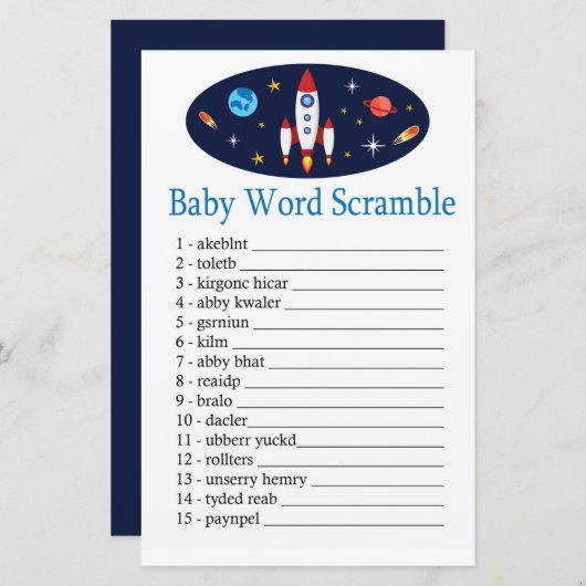 Papier Rocket Baby jeu de brouillage de mot (Devant / Derrière)