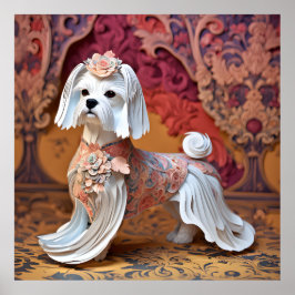 Papier Rococo Maltese pastelkleuren Poster