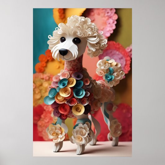 Papier Rococo Poodle Pastel Kleuren Poster (Voorkant)