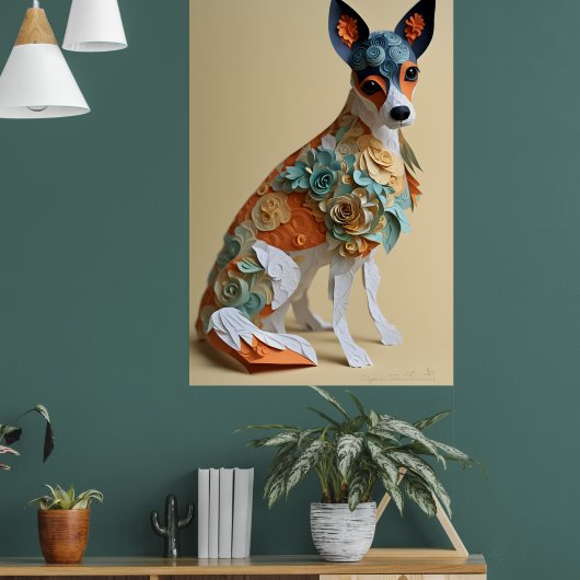 Papier Rococo Speelgoed Fox Terrier pastelkleuren Poster (Woonkamer 1)