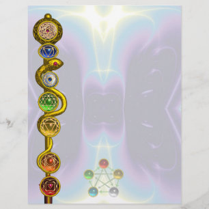 PAPIER RODE D'ASCLEPIUS AVEC 7 CHAKRAS, ÉNERGIE SPIRITUEL