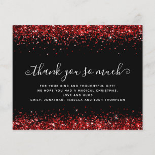 PAPIER Rode Glitter Kerstmis Zwart Bedankt Flyer