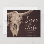 Papier Rodeo Brown Bull Skull Budget Enregistrer La Date (Devant)