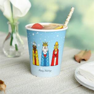 Papier Rois Mages de Noël mignons sur des gobelets en pap
