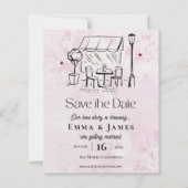 Papier Romantic Café Illustration Wedding Save the Date (Devant)