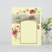 Papier ROMANTİCA MONOGRAM / POPIES, rouge, vert, crème (Debout devant)