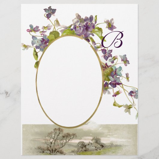 Papier ROMANTİCA MONOGRAM /VIOLET violet vert, crème (Devant)