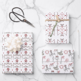 Papier Romantique à Fleuron de Coeur Rouge Élégant
