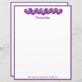 Papier Romantique jolie rangée de Coeurs Violets Personna (Devant / Derrière)