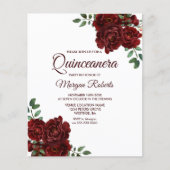 Papier Romantique Rose Quinceanera Budget Invitation (Devant)