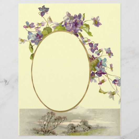 Papier ROMANTIQUE /VIOLET, pourpre, vert, crème (Devant)