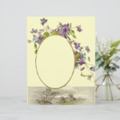 Papier ROMANTIQUE /VIOLET, pourpre, vert, crème (Debout devant)