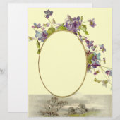Papier ROMANTIQUE /VIOLET, pourpre, vert, crème (Devant / Derrière)