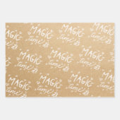 papier rood wit script vrolijk kerstfeest inpakpapier vel (Voorkant 2)