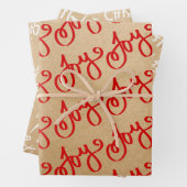  papier rood wit script vrolijk kerstfeest inpakpapier vel (In situ)