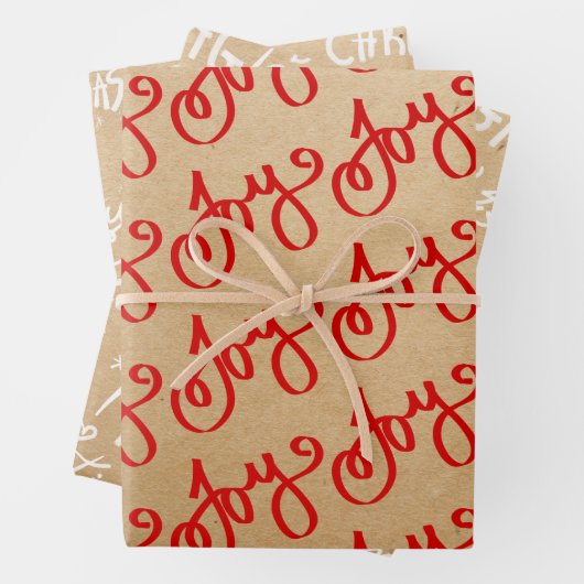  papier rood wit script vrolijk kerstfeest inpakpapier vel (In situ)