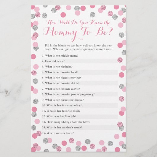 Papier Rose & Argent Connaissez-Vous Bien Le Quiz De Momm (Devant)