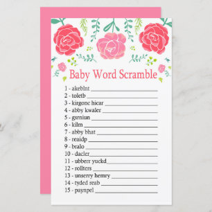 Papier Rose Baby mot scramble jeu