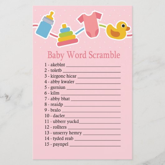 Papier Rose Baby toys Baby word scrambule jeu (Devant)