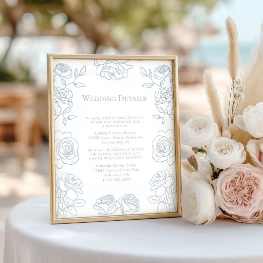 Papier Rose  bleu et blanc moderne Détails du Mariage