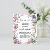 Papier Rose bleu floral garçon fille sexe révéler invitat (Debout devant)