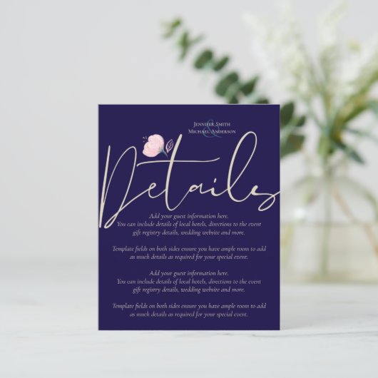 Papier Rose bleu marine Gold Détails du Mariage Budget du (Debout devant)