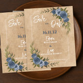 Papier Rose bleu rustique mariage floral Enregistrer la d