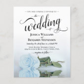 Papier Rose bleu simple Faire-part de mariage BUDGET (Devant)