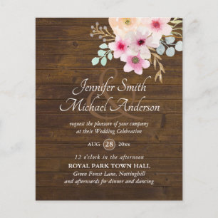 Papier Rose Blush Floral Greenery Mariage Invite BUDGET