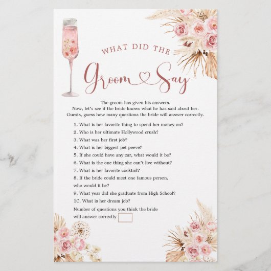 Papier Rose Boho Rose Soiree Fête des mariées Salle Dire  (Devant)