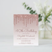 Papier Rose Budget Gold 40e anniversaire Invitation de fê (Debout devant)