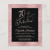 Papier Rose Budget Gold 70e anniversaire de fête Invitati (Devant)