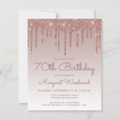 Papier Rose Budget Gold 70e anniversaire de fête Invitati (Devant)