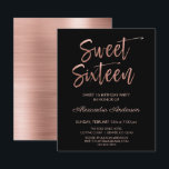 Papier Rose Budget Gold Black Sweet sixteen Anniversaire<br><div class="desc">Budget Sweet 16 Rose Or et noir Moderne et élégant Sweet sixteen métallique brossé Invitation fête d'anniversaire. Cette invitation Sweet sixteen est parfaite pour la Fille qui cherche à célébrer dans Blush Rose Rose Gold. Si vous avez besoin d'autres articles correspondants,  veuillez contacter le concepteur.</div>