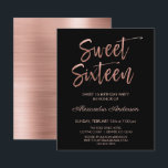 Papier Rose Budget Gold Black Sweet sixteen Anniversaire<br><div class="desc">Budget Sweet 16 Rose Or et noir Moderne et élégant Sweet sixteen métallique brossé Invitation fête d'anniversaire. Cette invitation Sweet sixteen est parfaite pour la Fille qui cherche à célébrer dans Blush Rose Rose Gold. Si vous avez besoin d'autres articles correspondants,  veuillez contacter le concepteur.</div>