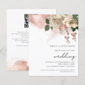 Papier Rose Budget Gold Champagne Florals Invitation de m (Devant / Derrière)