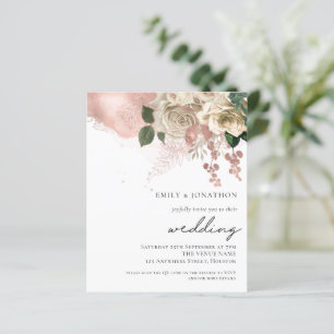 Papier Rose Budget Gold Champagne Florals Invitation de m