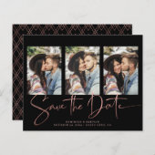 Papier ROSE BUDGET Gold manuscrit Enregistrer la date (Devant / Derrière)