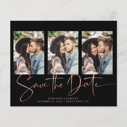 Papier ROSE BUDGET Gold manuscrit Enregistrer la date (Devant)