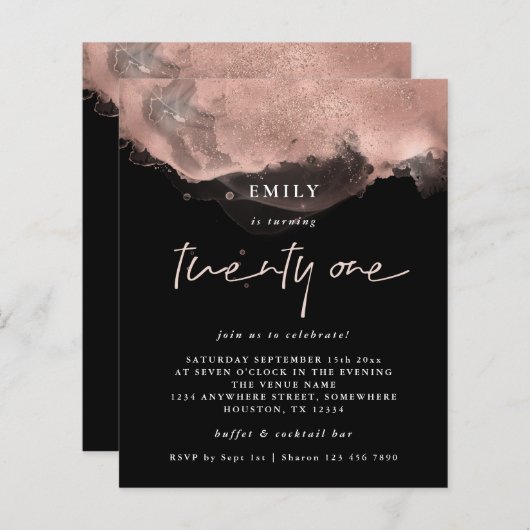 Papier Rose Budget Gold Parties scintillant Encre 21ème p (Devant / Derrière)