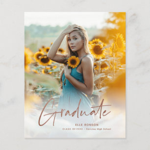 Papier Rose Budget Gold Photo Graduation Party Invitation