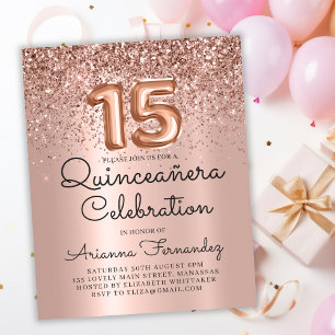 Papier Rose Budget Gold Quinceañera 15e anniversaire Invi