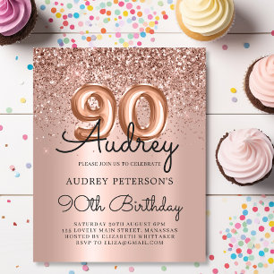 Papier Rose Budget Parties scintillant d'or 90e anniversa