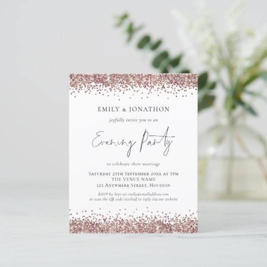 Papier ROSE BUDGET Parties scintillant d'or Code QR Soiré (Debout devant)