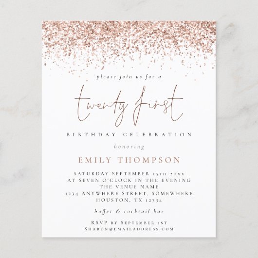 Papier Rose Budget Parties scintillant Girly Vingt-et-uni (Devant)